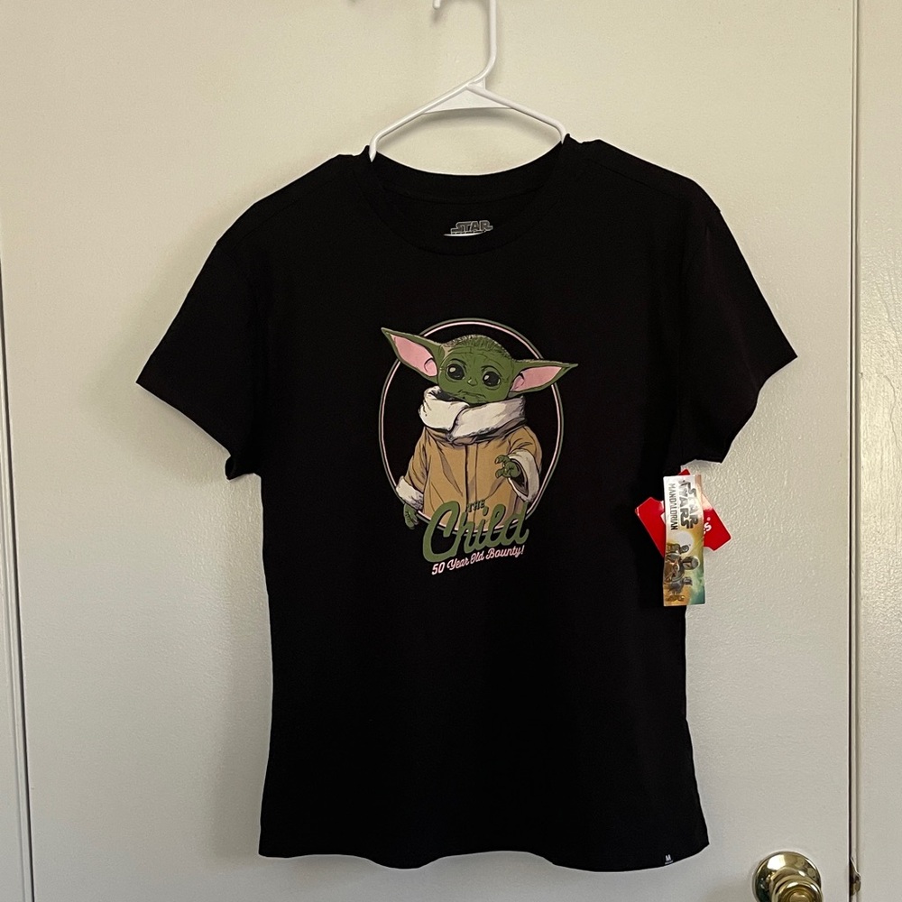 Star Wars Black Tee with Grogu Graphic